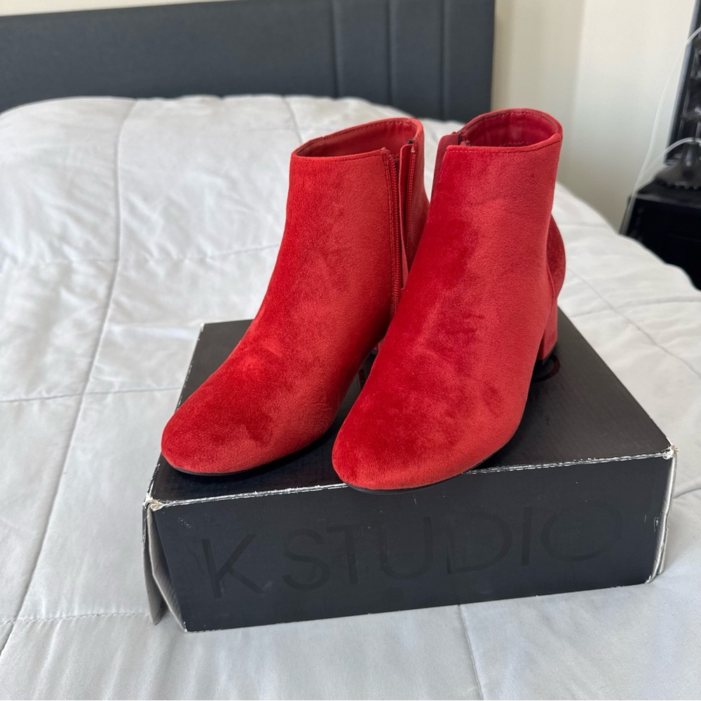 Red Ankle Boots - Picture 3 of 5